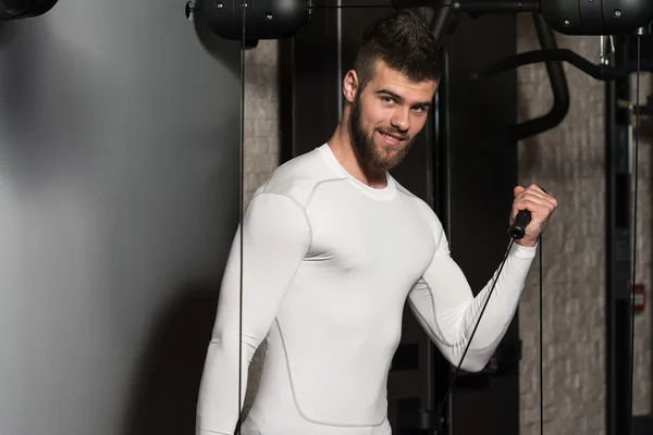 Healthy Young Man Doing Exercise For Biceps — Stock Photo, Image