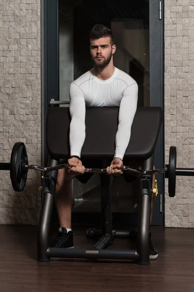 Healthy Young Man Doing Exercise For Biceps — Stock Photo, Image