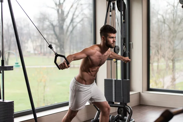 Chest Workout Cable Crossover — Stock Photo, Image