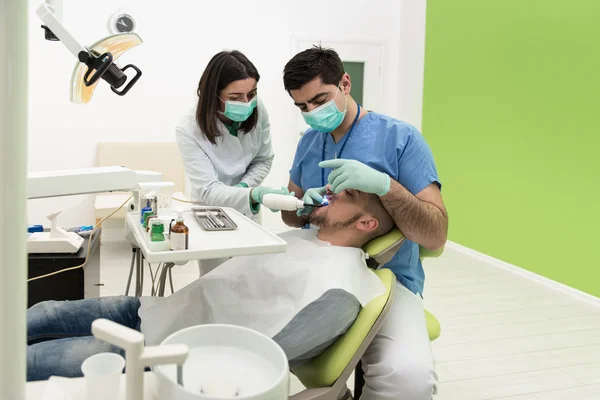 Young Male Having His Teeth Dental Care — Stock Photo, Image