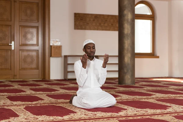 Young African Muslim Guy Praying — Stock Photo, Image