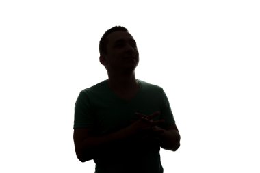 Beyaz zemin üzerine siluet adam gizemli yüz