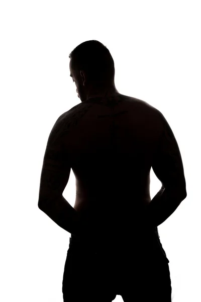 Silhouette Man Mysterious Face On A White Background — Stock Photo, Image