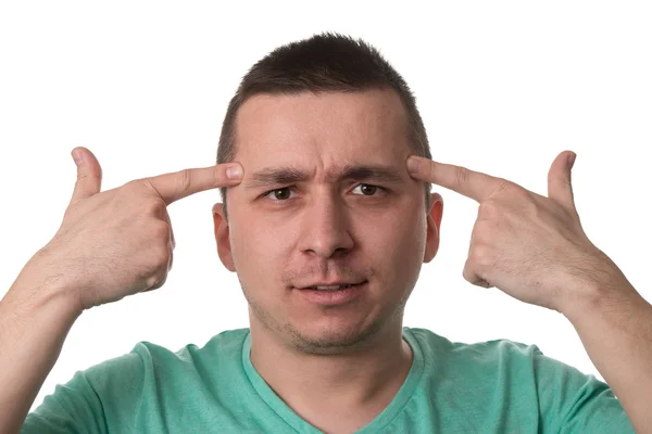 Man Having A Headache - Isolated White Background — Stock Photo, Image