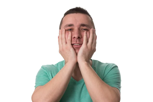 Stressed Man Covers His Face With Hands — Stock Photo, Image