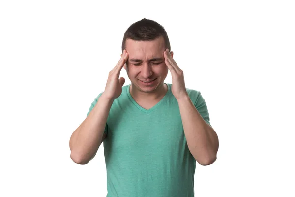 Man Having A Headache - Isolated White Background — Stock Photo, Image