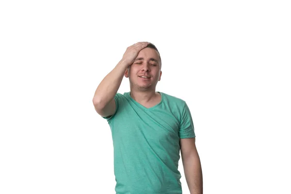 Vergeetachtig jongeman gebaren met verbazing - geïsoleerd — Stockfoto