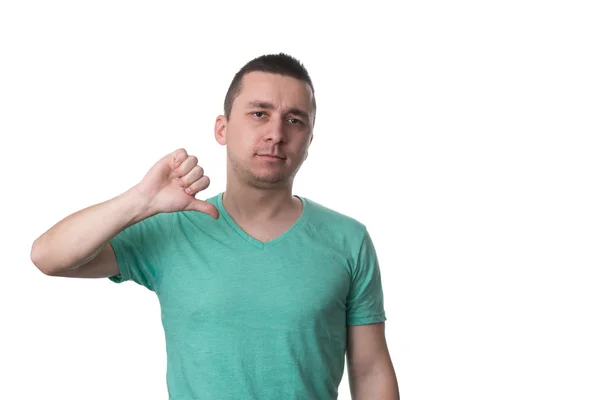 Man Lowered His Fist With The Thumb Down — Stock Photo, Image