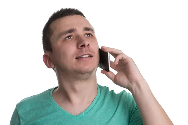 Man Talking On Cell Phone On White Background — Stock Photo, Image