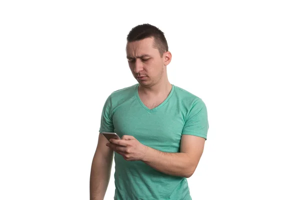 Young Man Text Messaging At His Smart Phone — Stock Photo, Image