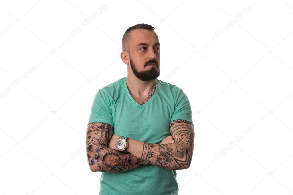 Fondo Tatuajes Para Hombres Blanco Hombre Con Tatuaje Y Barba