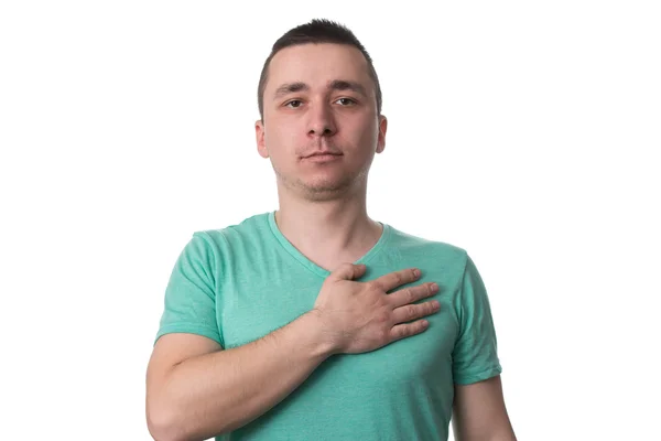 Man With His Hand On Heart Taking Oath — Stock Photo, Image