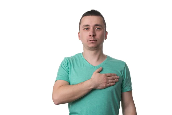 Man With His Hand On Heart Taking Oath — Stock Photo, Image