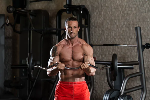 Mature Man Working Out Biceps — Stock Photo, Image