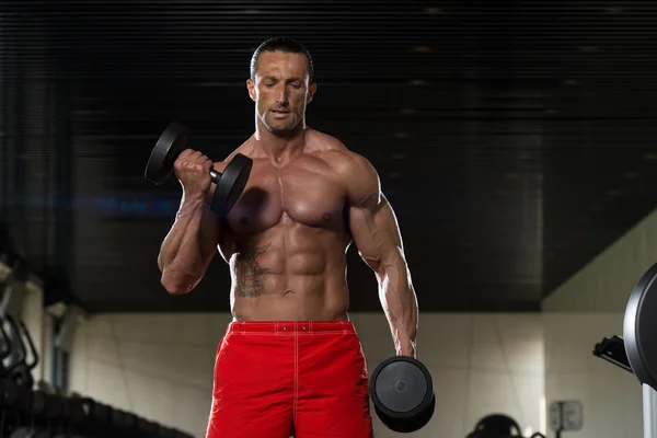 Mature Man Doing Exercise For Biceps — Stock Photo, Image