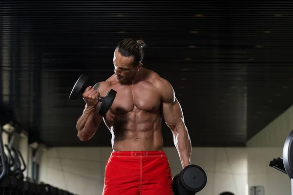 Mature Man Working Out Biceps — Stock Photo, Image