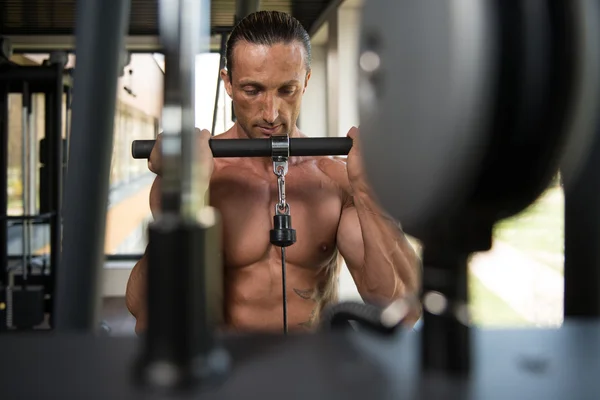 Bodybuilder Doing Heavy Weight Exercise For Biceps — Stock Photo, Image