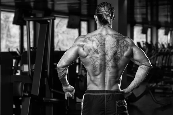 Physically Man Showing His Well Trained Back — Stock Photo, Image