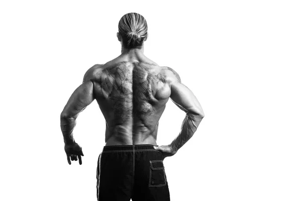 Visão traseira do homem tatuado nas costas — Fotografia de Stock