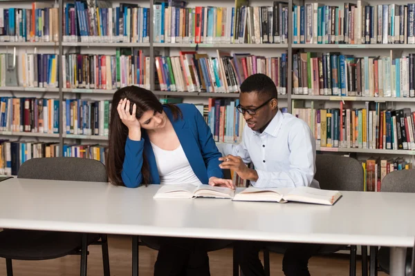 Tired Student Sleeping In Library — Stock Photo, Image