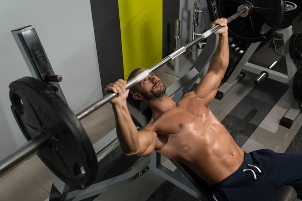 Bodybuilder Exercise Bench Press With Barbell — Stock Photo, Image