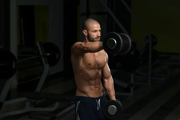 Young Man Doing Exercise For Shoulders — Stock Photo, Image