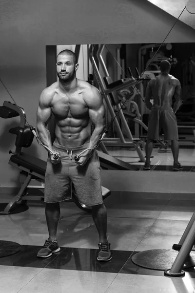 Cable Crossover Chest Workout — Stock Photo, Image