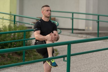 Young Man Exercise Fitness Sport And Strech