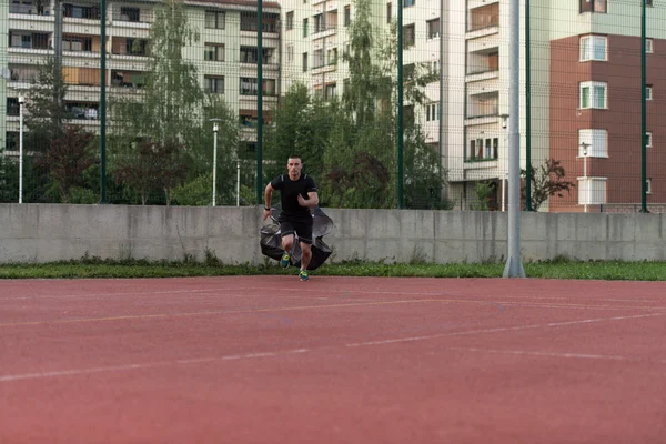 Training Of Athletes With A Parachute — ストック写真