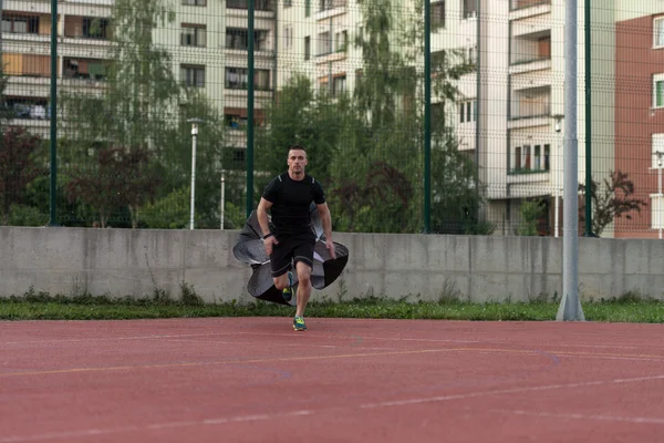 Training Of Athletes With A Parachute — 图库照片