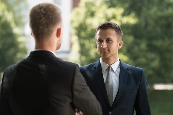 Two Businessman Shaking Hands Greeting Each Other — Stock Photo, Image