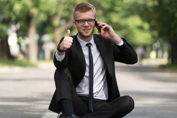 Happy Businessman Showing Thumbs Up Sign — Stock Photo, Image