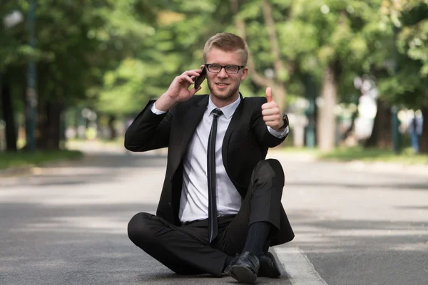 Happy Businessman Showing Thumbs Up Sign — Stock Photo, Image