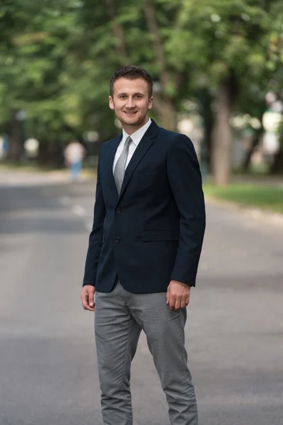 Portrait Of A Confident Businessman Outside In Park — Stock Photo, Image