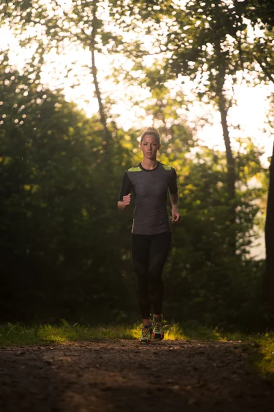 Fitness Model Running Outdoors Trying Weight Loss — Stock Photo, Image