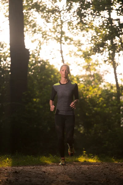 Young Woman Running Outdoors On A Lovely Day — Stock Photo, Image