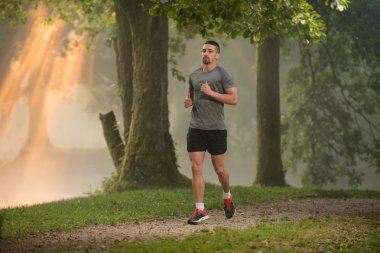 Açık havada çalışan yakışıklı uygun adam