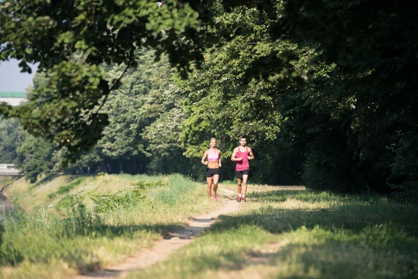 Conceito de Bem-Estar de Jogging de Fitness de Casal — Fotografia de Stock