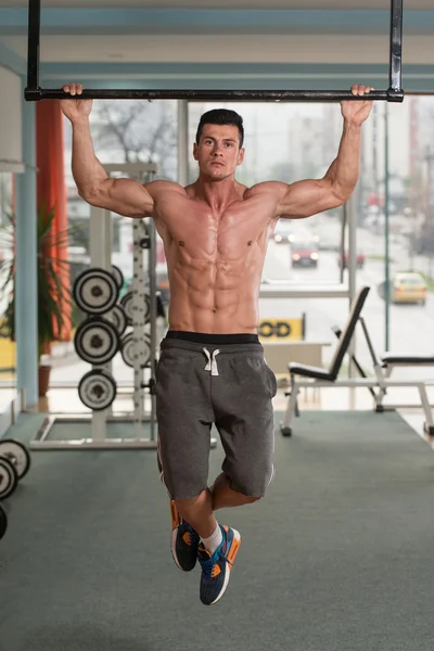Bodybuilder Doing Pull Ups Best Back Exercises — Stock Photo, Image