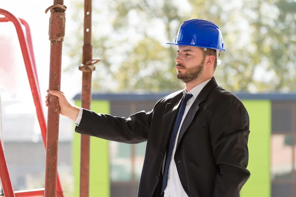 Young Construction Worker In Hard Hat — Stock Photo, Image