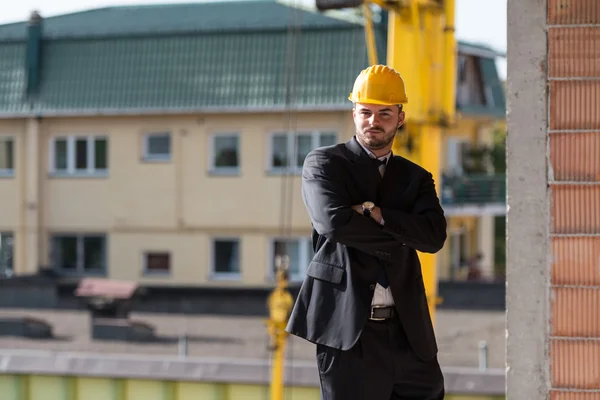 Young Construction Worker In Hard Hat — Stock Photo, Image