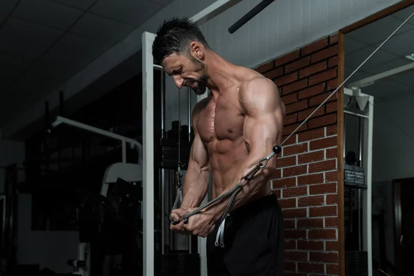 Cable Crossover Chest Workout — Stock Photo, Image