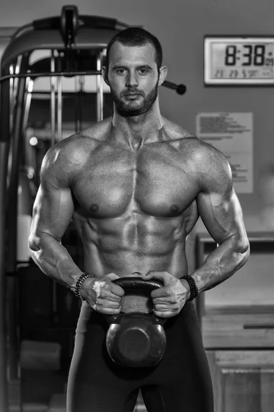 Fit Man Holding Weights In Hand — Stock Photo, Image