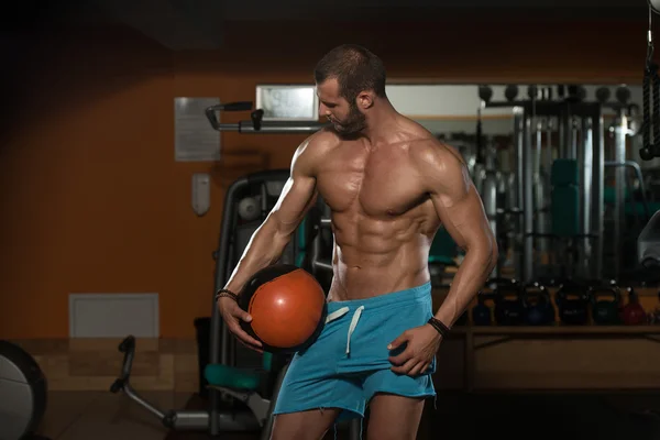 Young Man Workout With Medical Ball — Stock Photo, Image