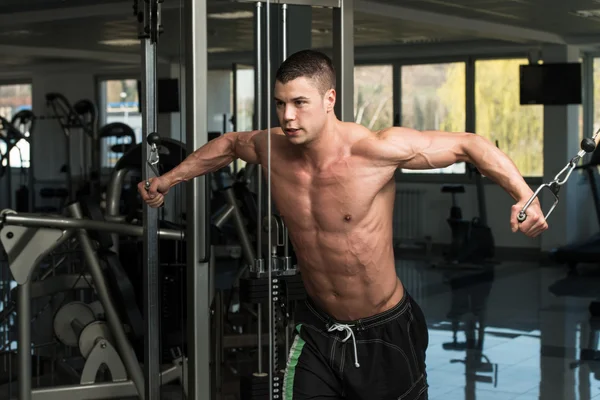 Chest Workout Cable Crossover — Stock Photo, Image