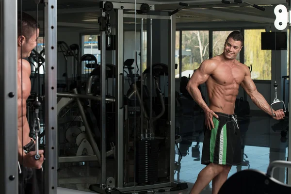 Triceps Workout With Cables — Stock Photo, Image