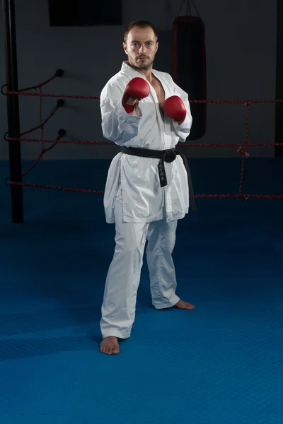 Białe Karate Fighter — Zdjęcie stockowe