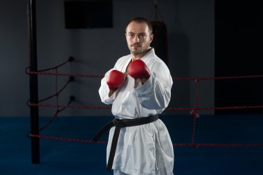 siyah kuşak karate uzmanı ile mücadele duruş