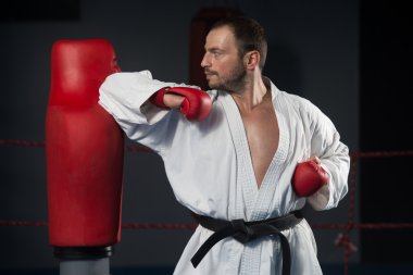 siyah kuşak karate uzmanı ile mücadele duruş