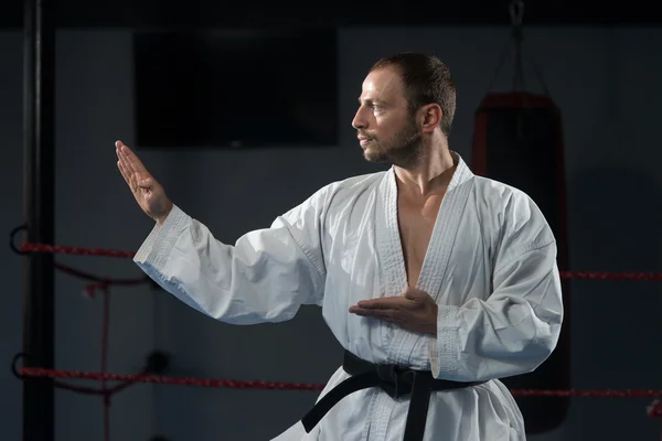 Białe Karate Fighter — Zdjęcie stockowe